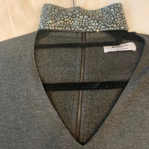 Bailey 44 v neck sweater with rhinestone neck